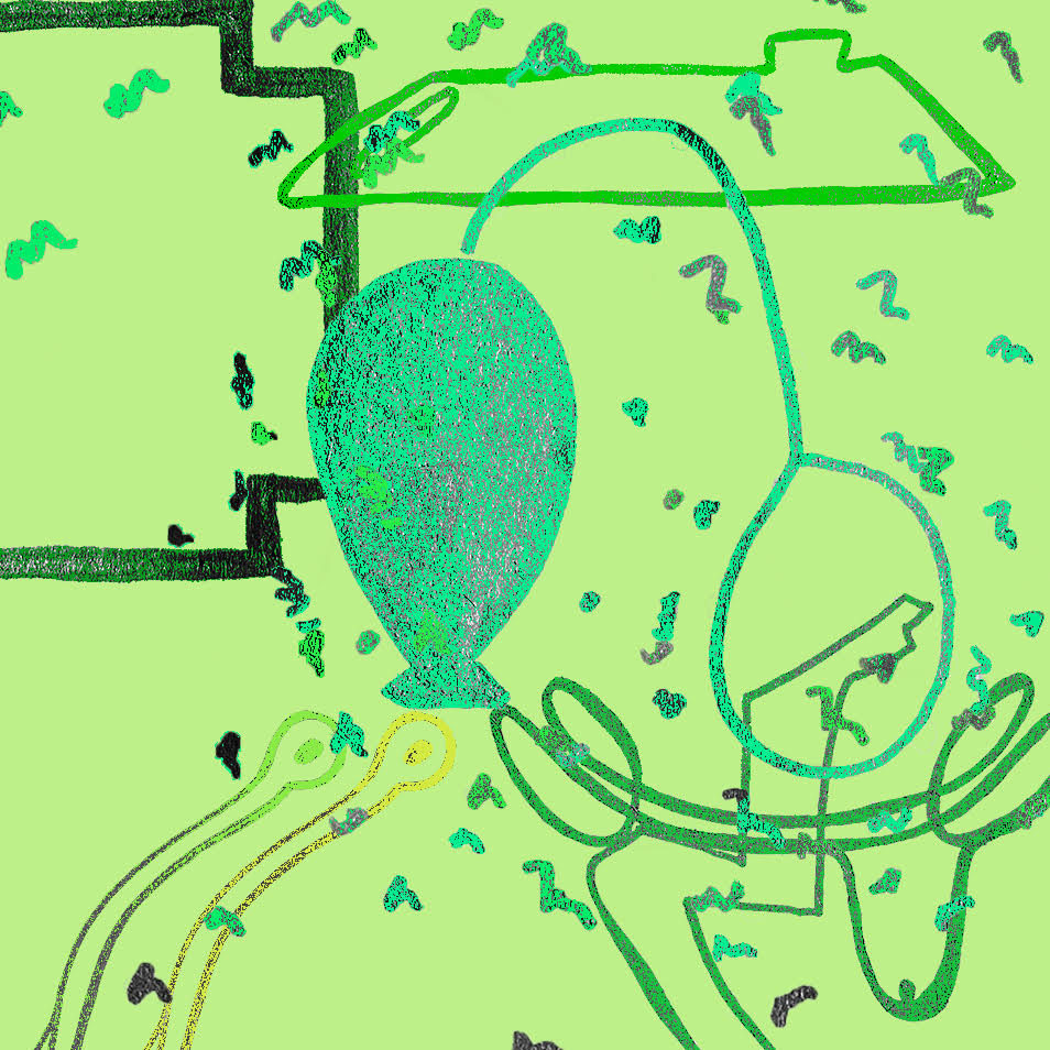 Various doodles from the website “Indexing for Disability Justice” are overlaid on top of each other in various shades of green. 
