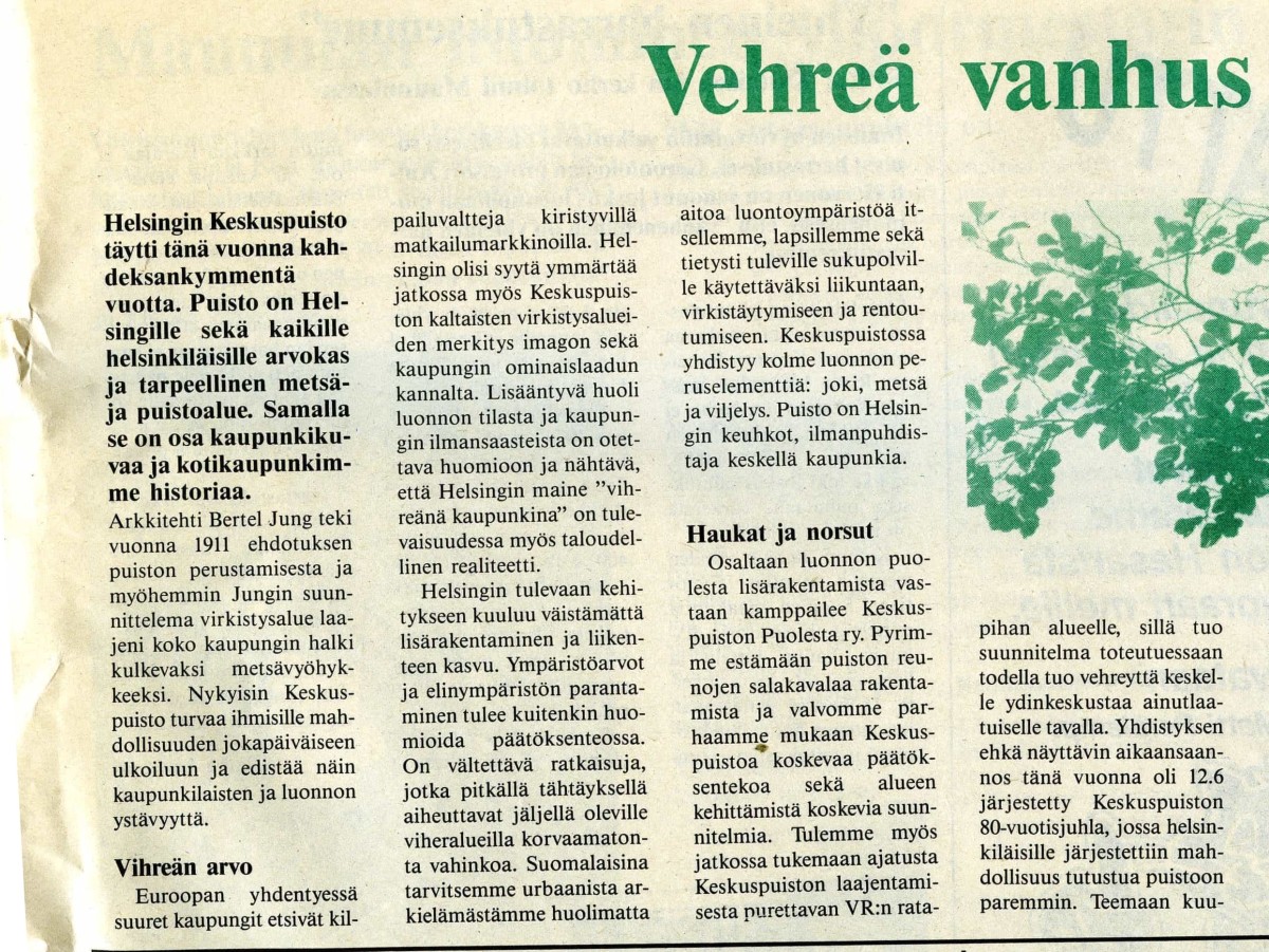 Maunulan Sanomat newspaper clipping 1992