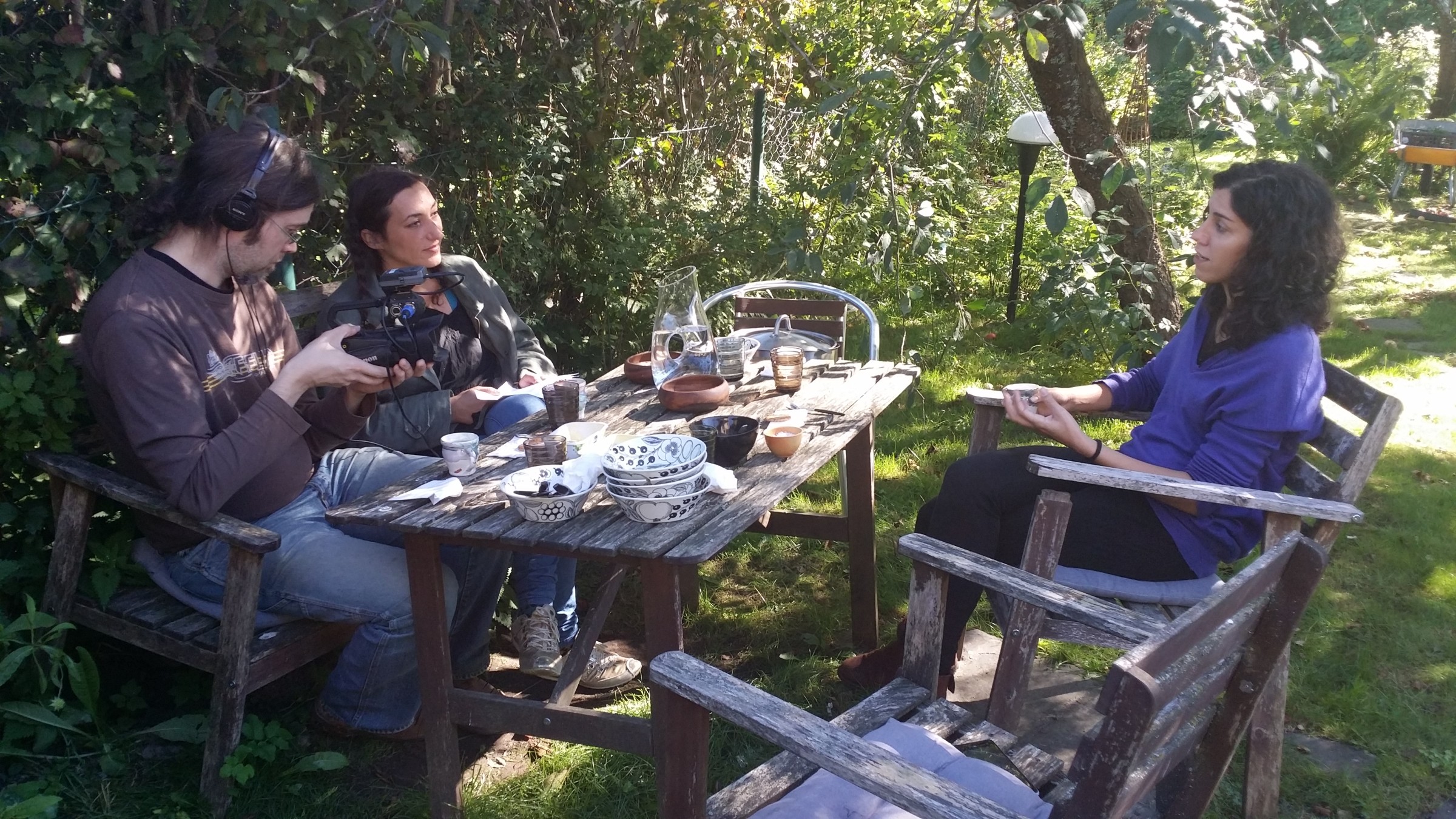 Interview of the artist in a garden