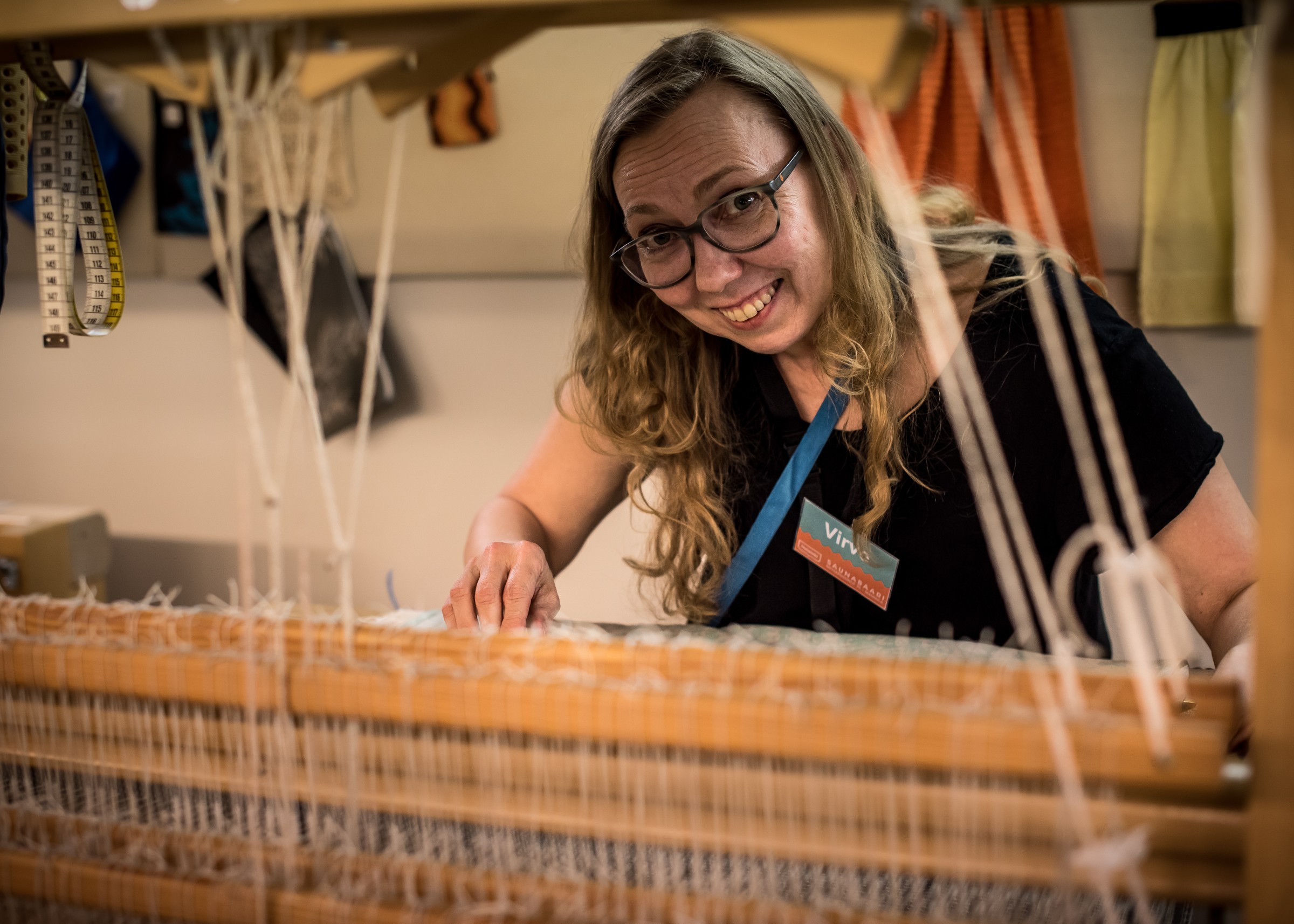 Making fabrics at Saunabaari Community Centre