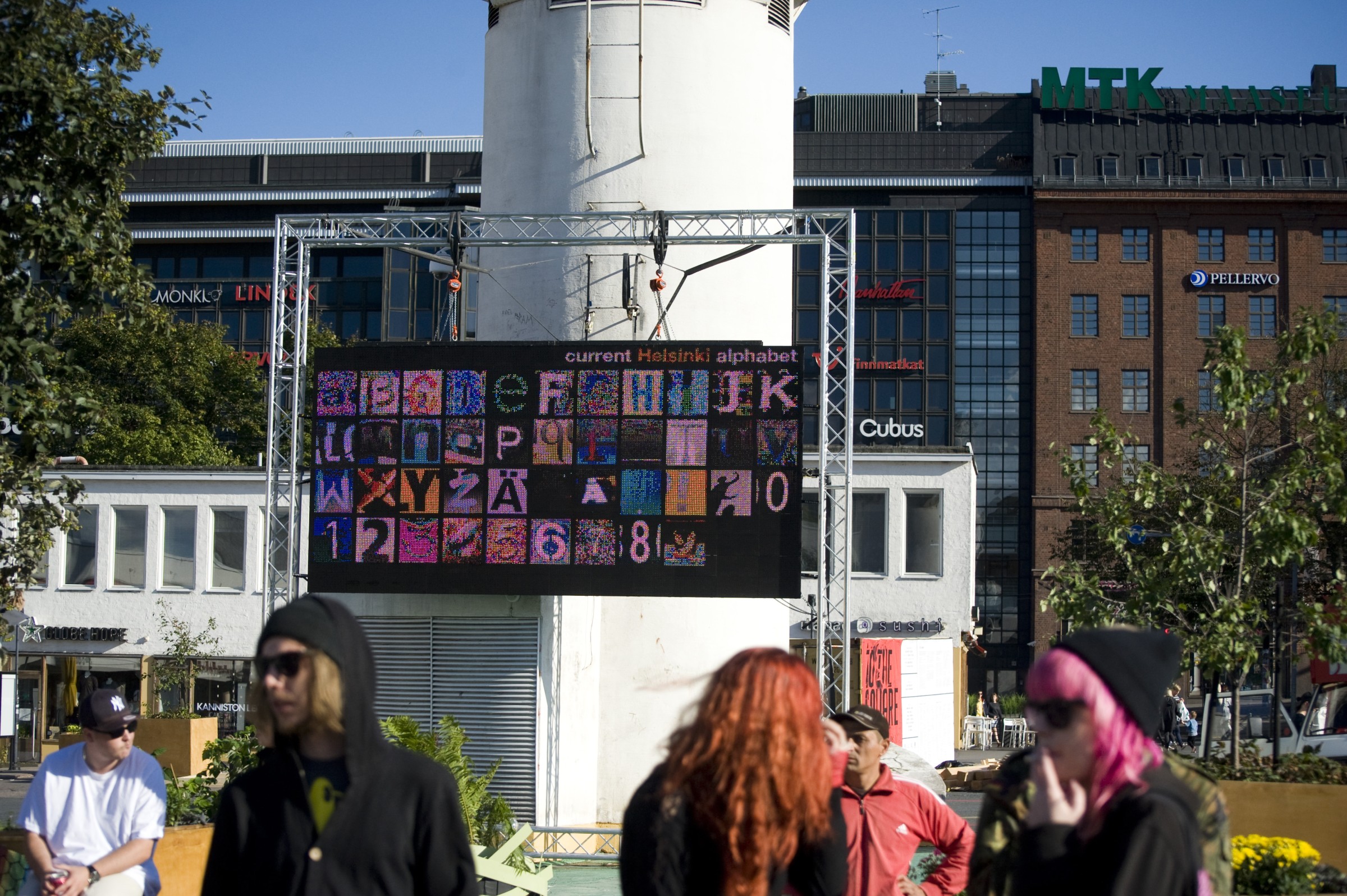 Urban Alphabets screen at Lasipalatsi Square
