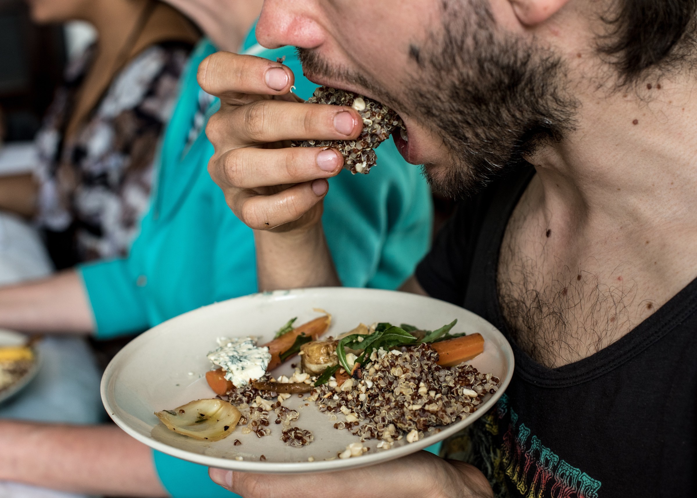 YKON dinner game guest eating